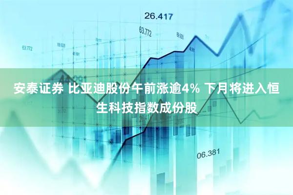 安泰证券 比亚迪股份午前涨逾4% 下月将进入恒生科技指数成份股